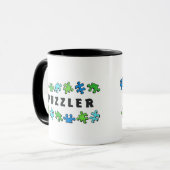 Puzzler met puzzelstukjes mok (Voorkant links)