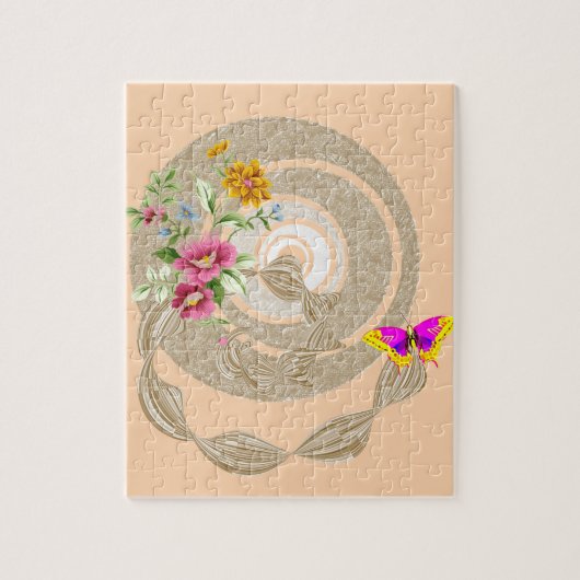 Puzzles Beige Butterfly Floral Legpuzzel (Verticaal)