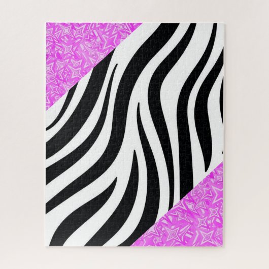 Puzzles Black & White Leopard Paars Pattern Legpuzzel (Verticaal)