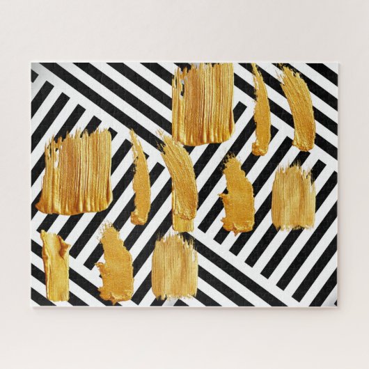 Puzzles Black & White Stripe Gold (Horizontal)