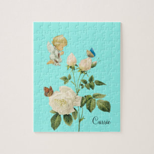 Puzzles Blanc Ange Bleu Papillon Floral