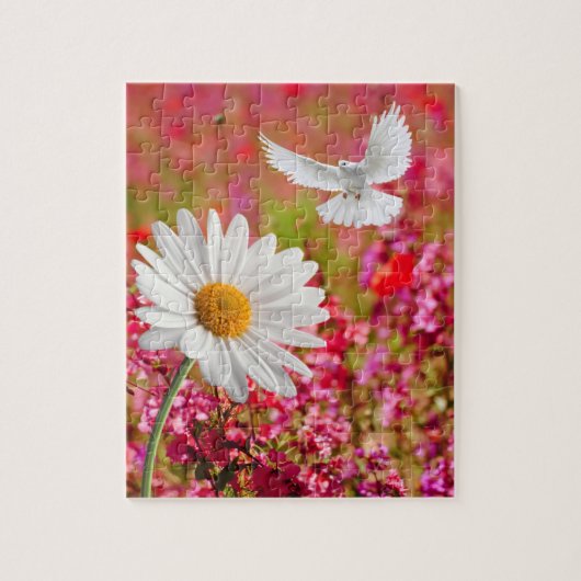 Puzzles Blanc Daisy Dove Rose Floral (Vertical)