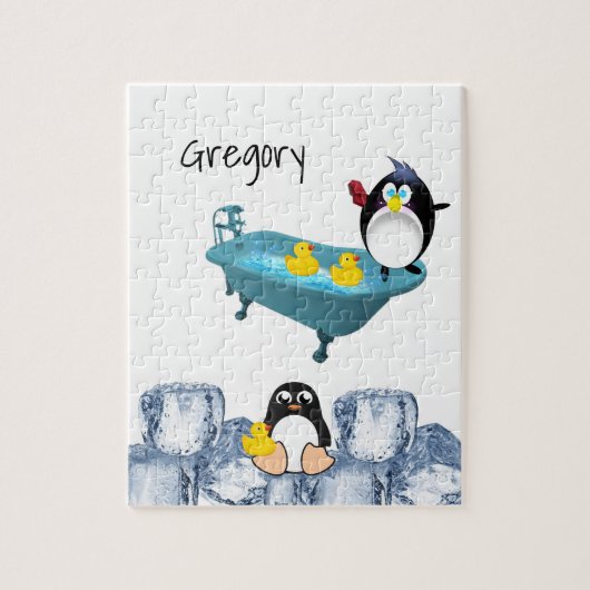 Puzzles Blanc et Noir Penguin Jaune Canards Bain (Vertical)