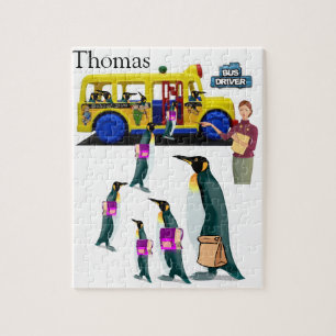 Puzzles blanc et noir Penguin School Bus Driver