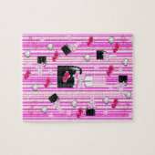 Puzzles Blanc rose rayures Clou Coeurs polonais (Horizontal)