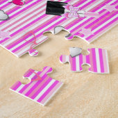 Puzzles Blanc rose rayures Clou Coeurs polonais (Côté)