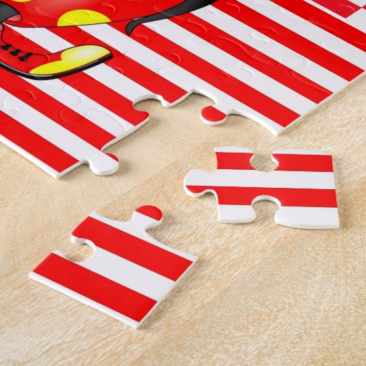 Puzzles Blanc Rouge Gris Clown Popcorn (Côté)