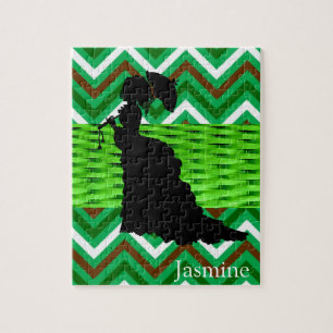 Puzzles blanc vert noir Chevron femme