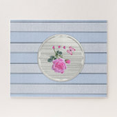 Puzzles Bleu Bande Rose Rose Floral (Horizontal)