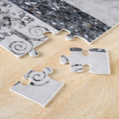 Puzzles Blue Elephant Noir & Marbre blanc Floral (Côté)