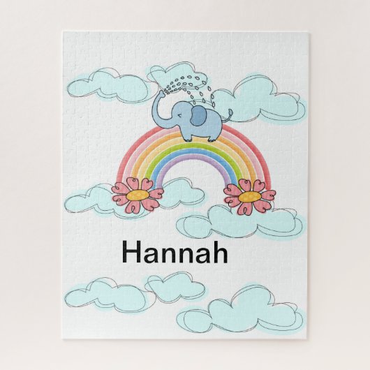 Puzzles Blue Elephant Nuages Floral (Vertical)