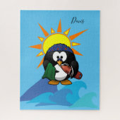 Puzzles Blue Penguin Surfer Sun Ocean Legpuzzel (Verticaal)