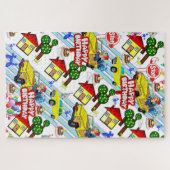 Puzzles Boys Happy Birthday Cars Witte honden Legpuzzel (Horizontaal)