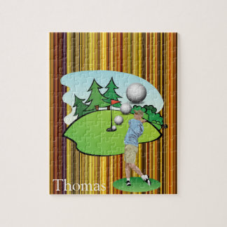 Puzzles Brown White Stripe Golfer Golfer Legpuzzel
