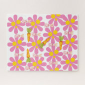 Puzzles Carottes de printemps lapin lapin Floral (Horizontal)