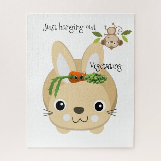 Puzzles Carottes et pois de lapin de singe blanc (Vertical)