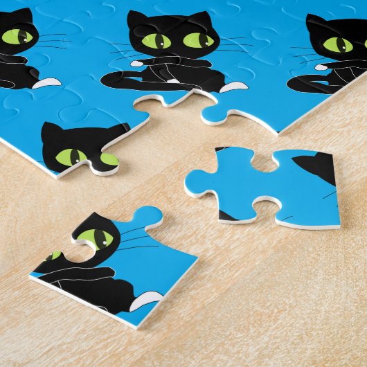 Puzzles Challenging Black Kitty Cat Blue (Côté)