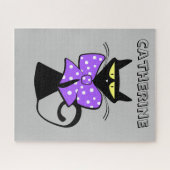 Puzzles Chat Noir Cravate Bow pourpre (Horizontal)