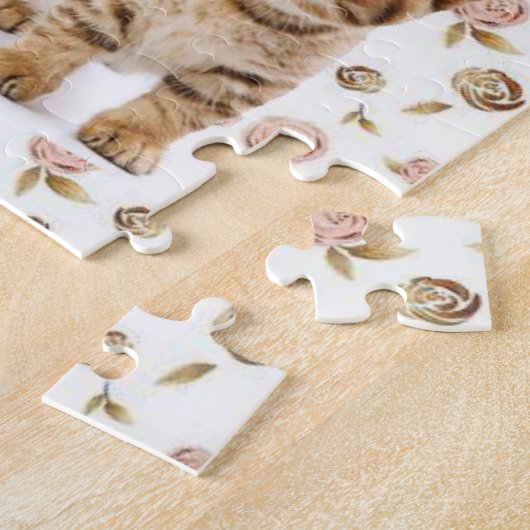 Puzzles Chat Rose Fleurs Roses (Côté)