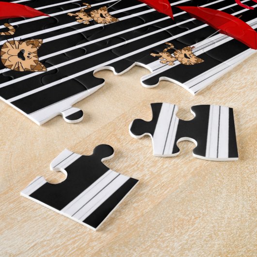 Puzzles Chats Parapluies rouges Gris Gris noir (Côté)