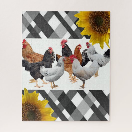 Puzzles Chicken Black White Pset Legpuzzel (Verticaal)