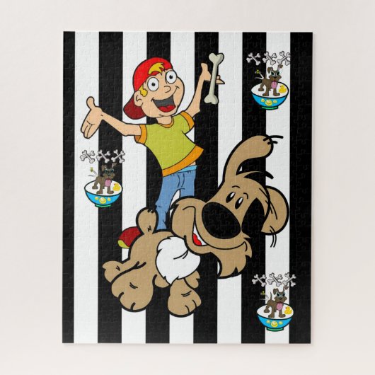 Puzzles Chien Bones Garçon Black & White Stripe (Vertical)