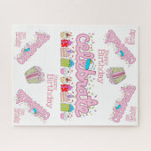 Puzzles colorés Joyeux anniversaire célébré rose (Horizontal)