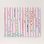 Puzzles colorés Joyeux anniversaire célébré rose (Horizontal)