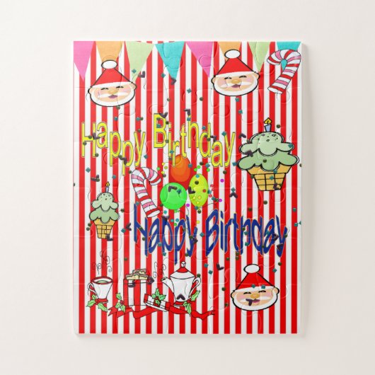 Puzzles colorés Joyeux anniversaire Joyeux Noël (Vertical)