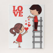 Puzzles Couple Red Hearts Happy Valentine's Day (Vertical)