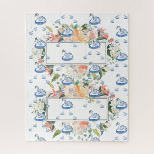 Puzzles cygne blanc floral