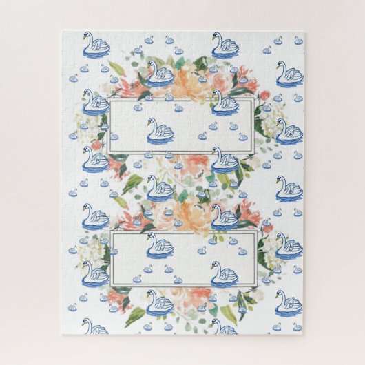 Puzzles cygne blanc floral (Vertical)