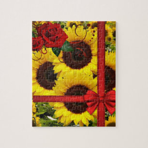 Puzzles de tournesol Rose rouge Bow