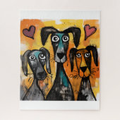 Puzzles Dog Red Hearts Happy Valentine's Day (Vertical)