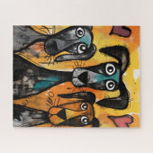 Puzzles Dog Red Hearts Happy Valentine's Day  Legpuzzel (Horizontaal)