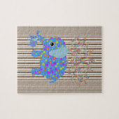 Puzzles Eléphants colorés Brown Blancs (Horizontal)