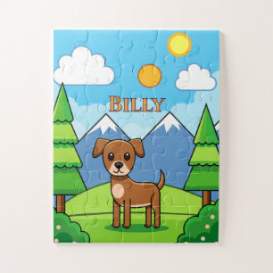 PUZZLES : ENFANTS Mignon chien et montagnes pour e