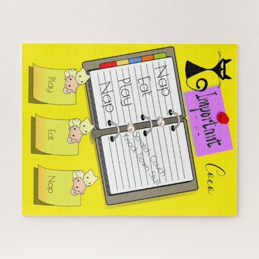 Puzzles Feline Cat Kitten Eat Nap Notes de lecture (Horizontal)