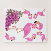 Puzzles Flamant rose rose floral (Horizontal)
