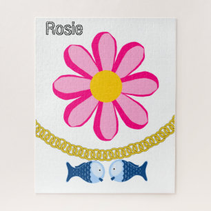 Puzzles Fleur rose Floral Poisson Or