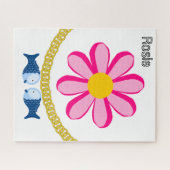 Puzzles Fleur rose Floral Poisson Or (Horizontal)