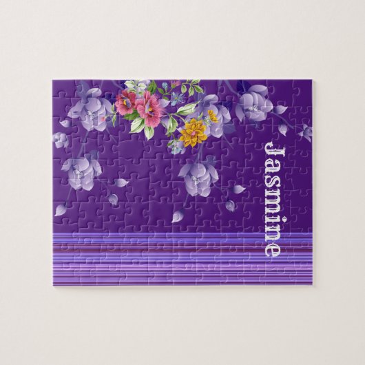 Puzzles Fleur violet rayé (Horizontal)