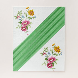 Puzzles Floral Green Stripe Legpuzzel