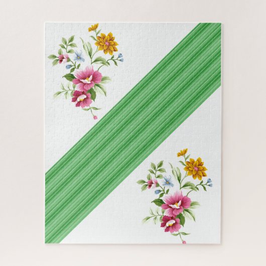 Puzzles Floral Green Stripe Legpuzzel (Verticaal)