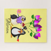 Puzzles Floral Penguin Coeurs heureux Valentine (Horizontal)