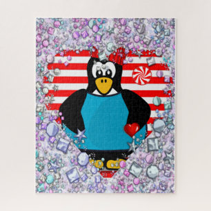 Puzzles Floral Penguin Coeurs heureux Valentine