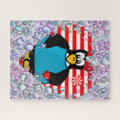 Puzzles Floral Penguin Coeurs heureux Valentine (Horizontal)