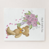 Puzzles Floral Teddy Coeurs d'ours rose (Horizontal)