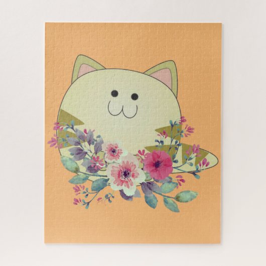 Puzzles Floral Whimsical Cat Legpuzzel (Verticaal)