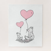 Puzzles Foxy Pink Hearts Happy Valentine's Day Legpuzzel (Verticaal)